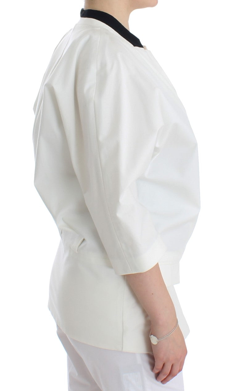 Andrea Pompilio White Cotton Blend Oversized Blazer Jacket